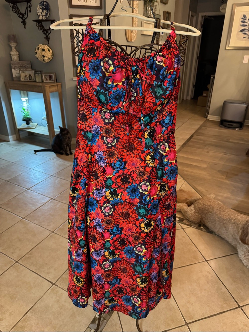 Rebdolls Euphoric Vibes Floral Tie Front Maxi Dress Size 1X Colorful Sleeveless